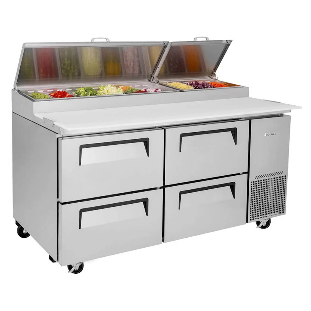Turbo Air TPR-67SD-D4-N 67" Refrigerated Pizza Prep Table w/ 4 Drawers, 20 cu. ft.