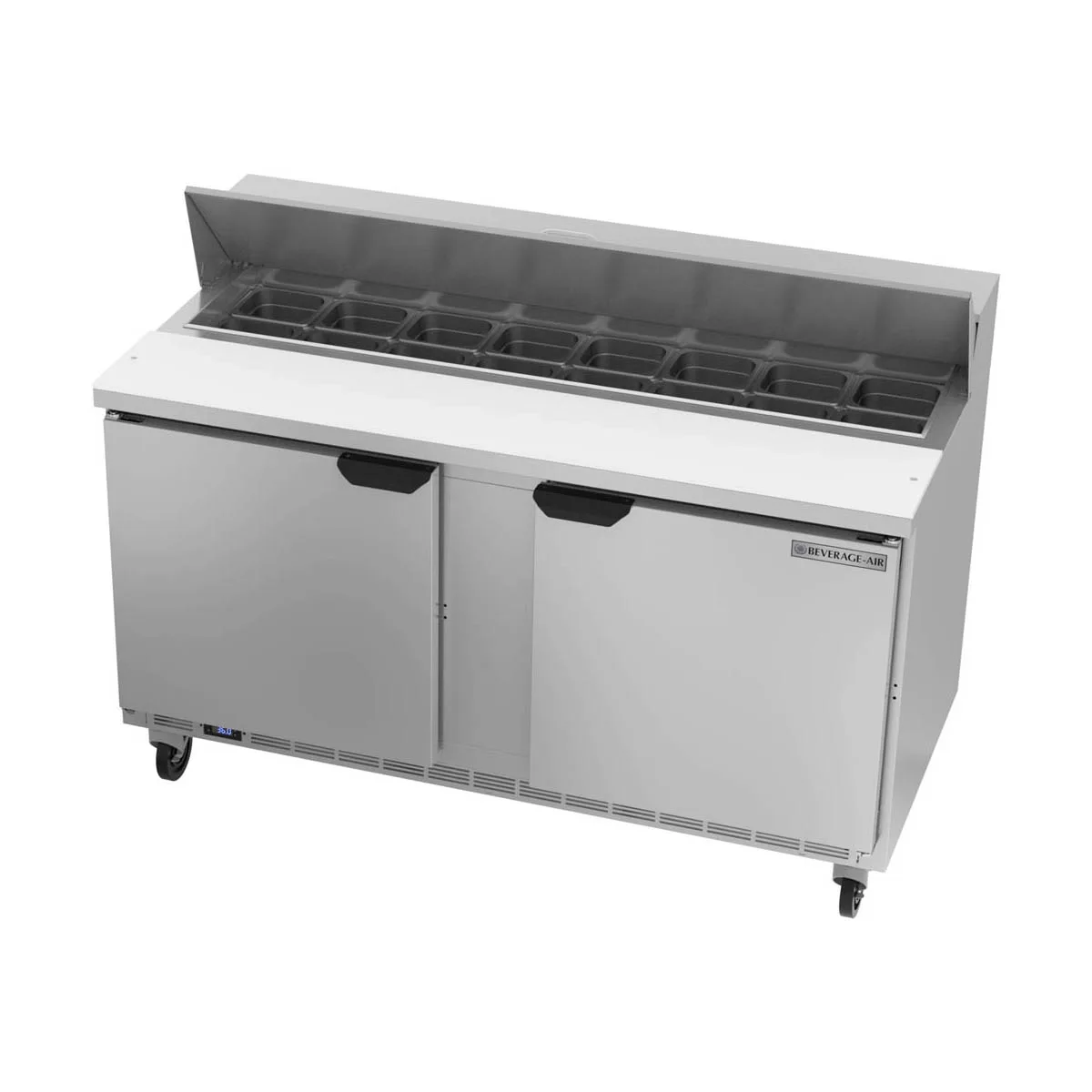 Beverage Air SPE60HC-16 60" Two Section Sandwich/Salad Prep Table w/ 2 Doors, 16 pans, 16 cu. ft.