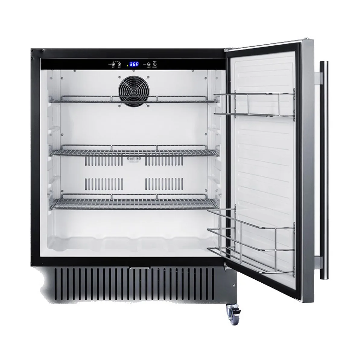 Summit FF27BSSCAS 27" Built-in Undercounter Refrigerator in Black, Stainless Steel Door, w/ Casters, 5 cu. ft.