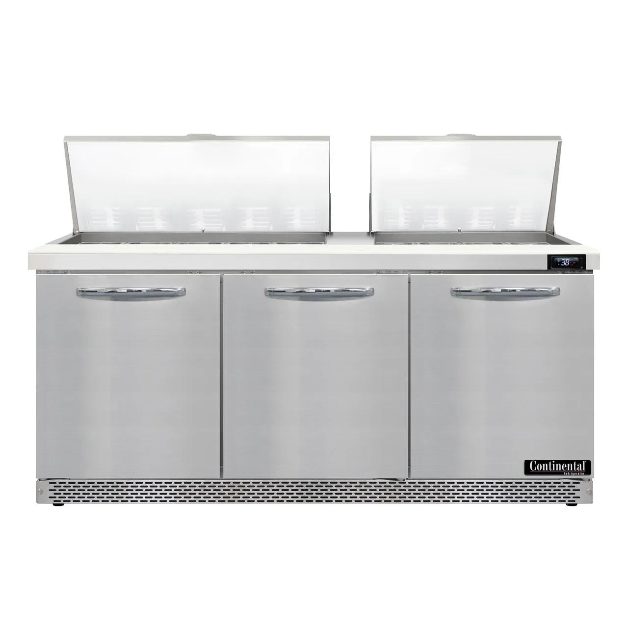 Continental Refrigerator D72N27M-FB 72" Mega Top Sandwich Prep Table w/ 3 Doors, 27 pans