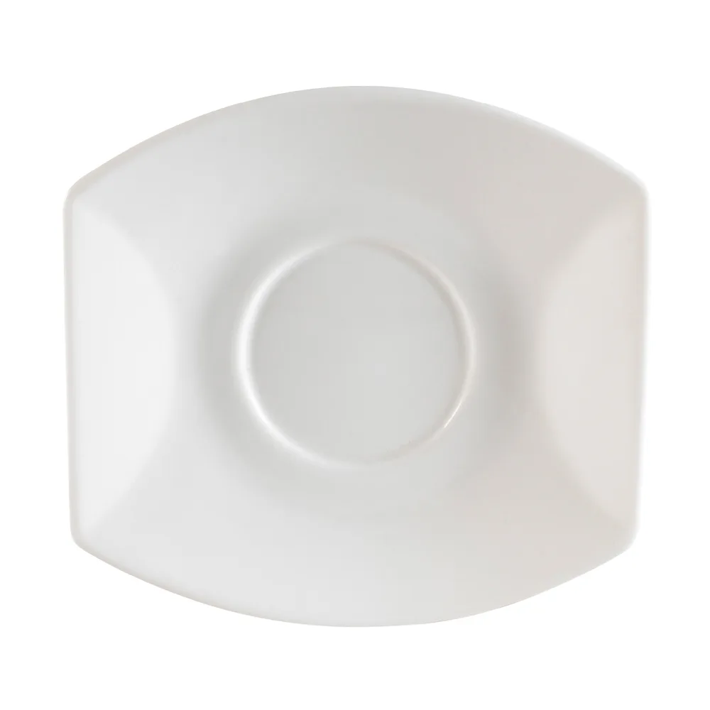 CAC China STU-2 Studio Saucer - Oval Porcelain White, 5.75" L x 5.25" W, Safe - 1 Dozen