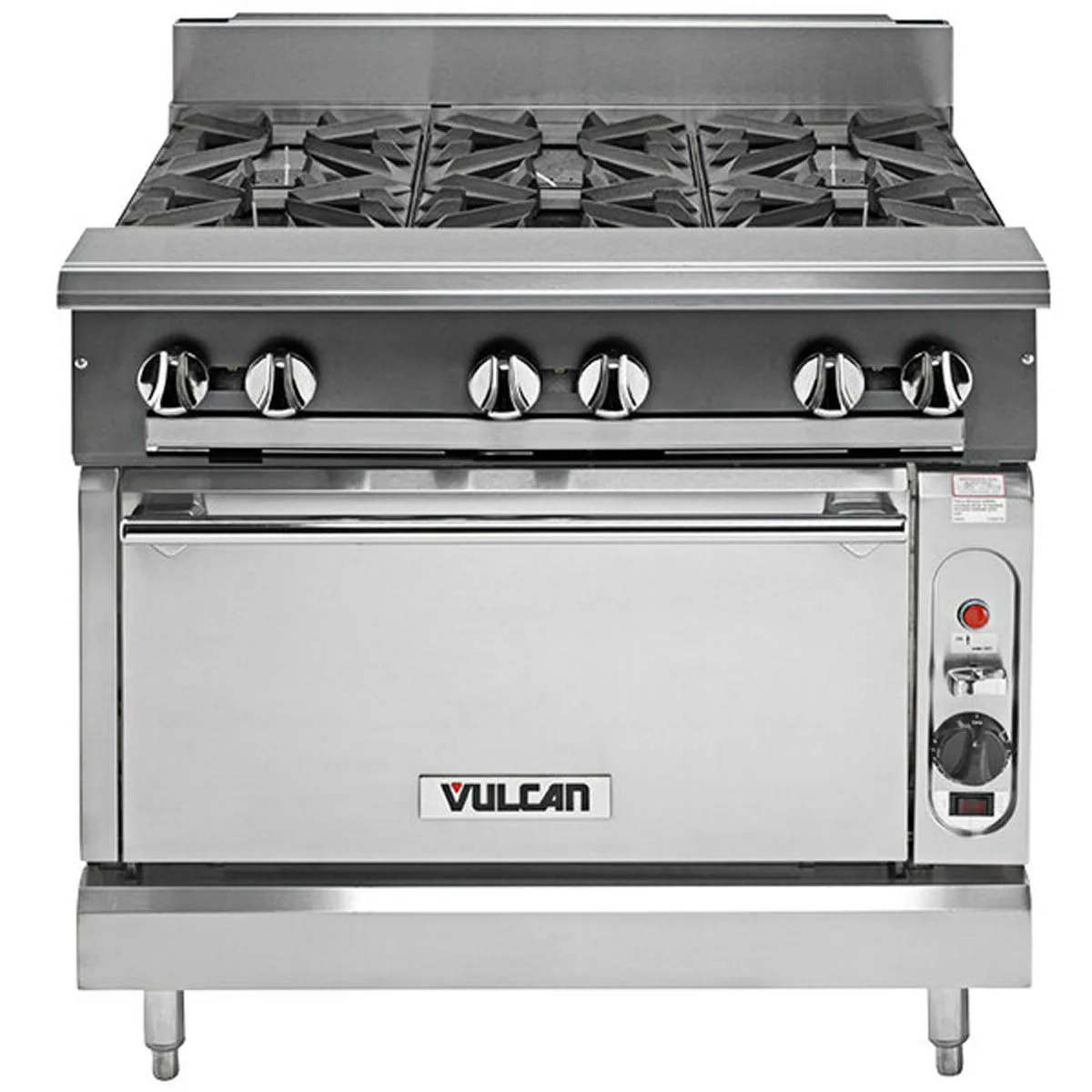 Vulcan V6B36B 36" Gas Heavy Duty Range w/ (6) Open Burners, (1) Cabinet Base, 210.000 BTU