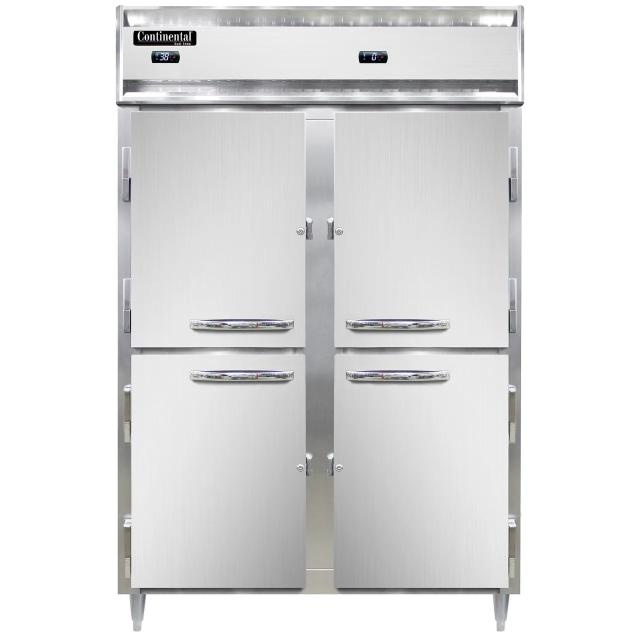 Continental Refrigerator D2RFNSAHD 52" 2-Section Reach-In Refrigerator Freezer Combo w/ 4 Half Solid Doors