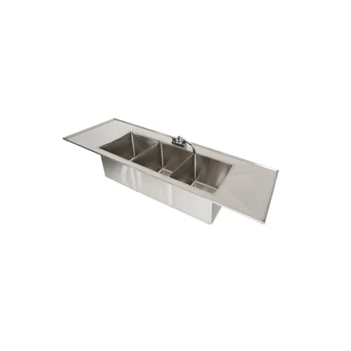 Klinger's Trading MDIS32D Drop-In Sink, Three Compartment, (2) 15" Drainboards