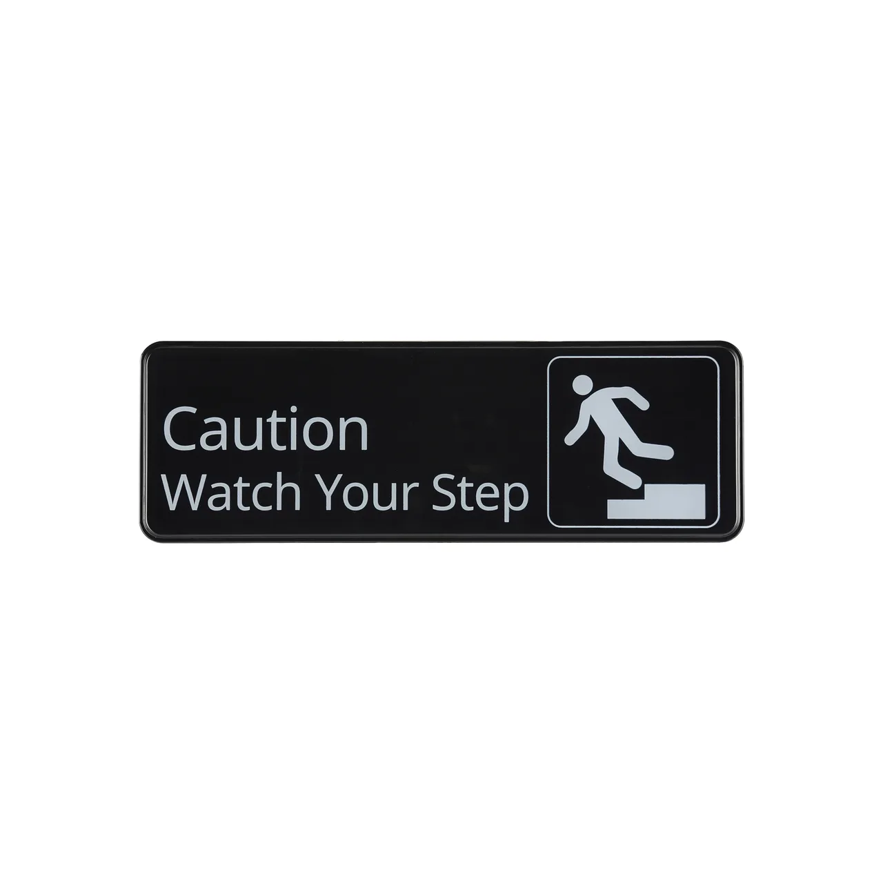 CAC China SCE3-CT22 Compliance Sign, 9" x 3"H, Caution Watch Your Step, Heavy-Duty Plastic, Black