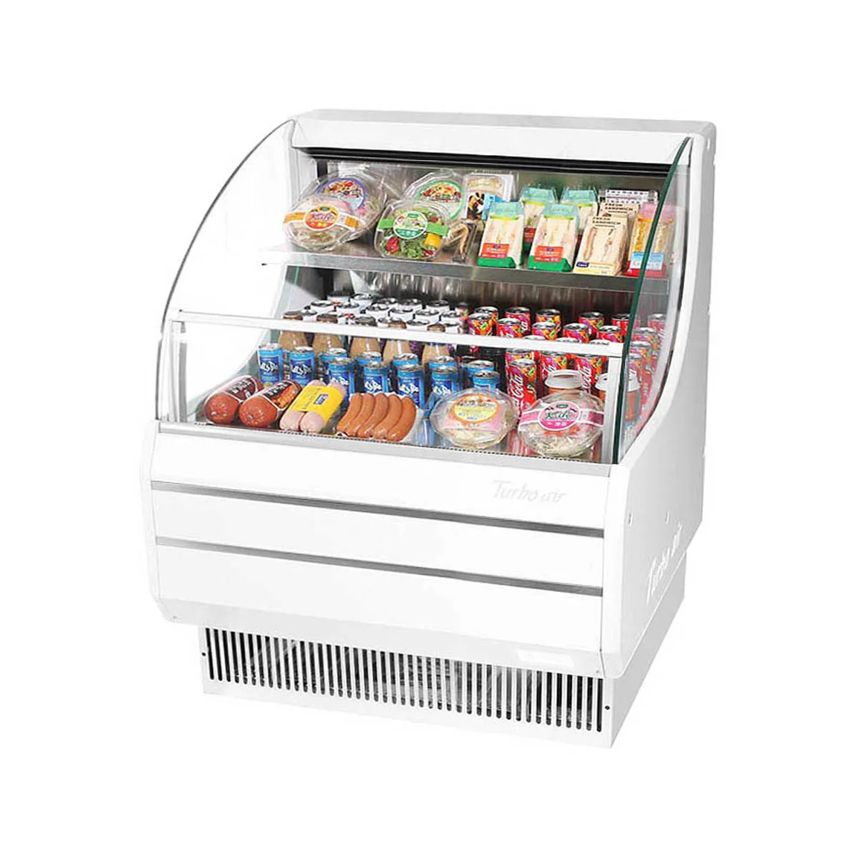 Turbo Air TOM-30LW(B)-N 28" Horizontal Open Display Merchandiser in White, Self-Contained, 1 Shelf