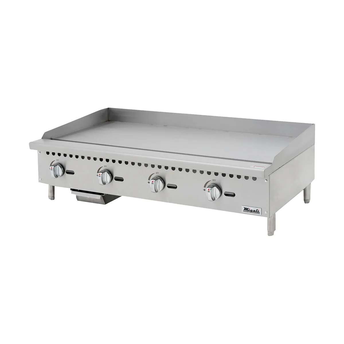 Migali C-G48 48" Countertop Manual Gas Griddle w/ 3/4" Smooth Steel Plate, 120.000 BTU