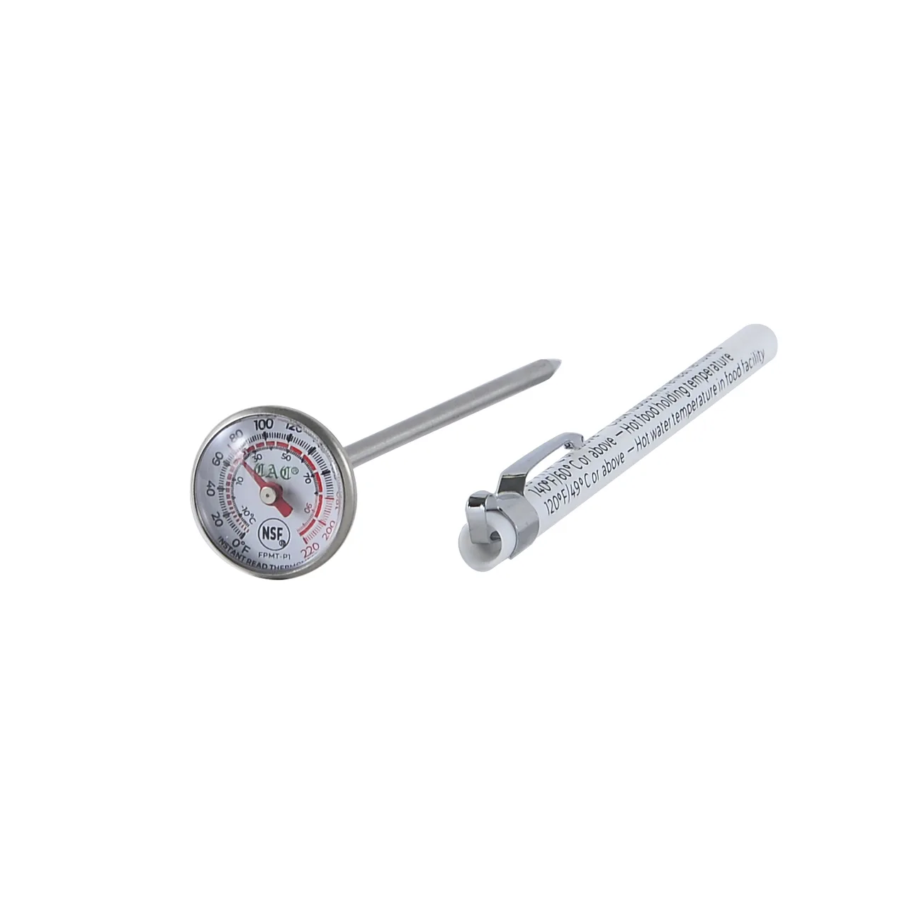 CAC China FPMT-P1 Equil Thermo Pocket Test Thermometer, 1" Dial, 5" Probe, Calibratable, 0-220°F NSF