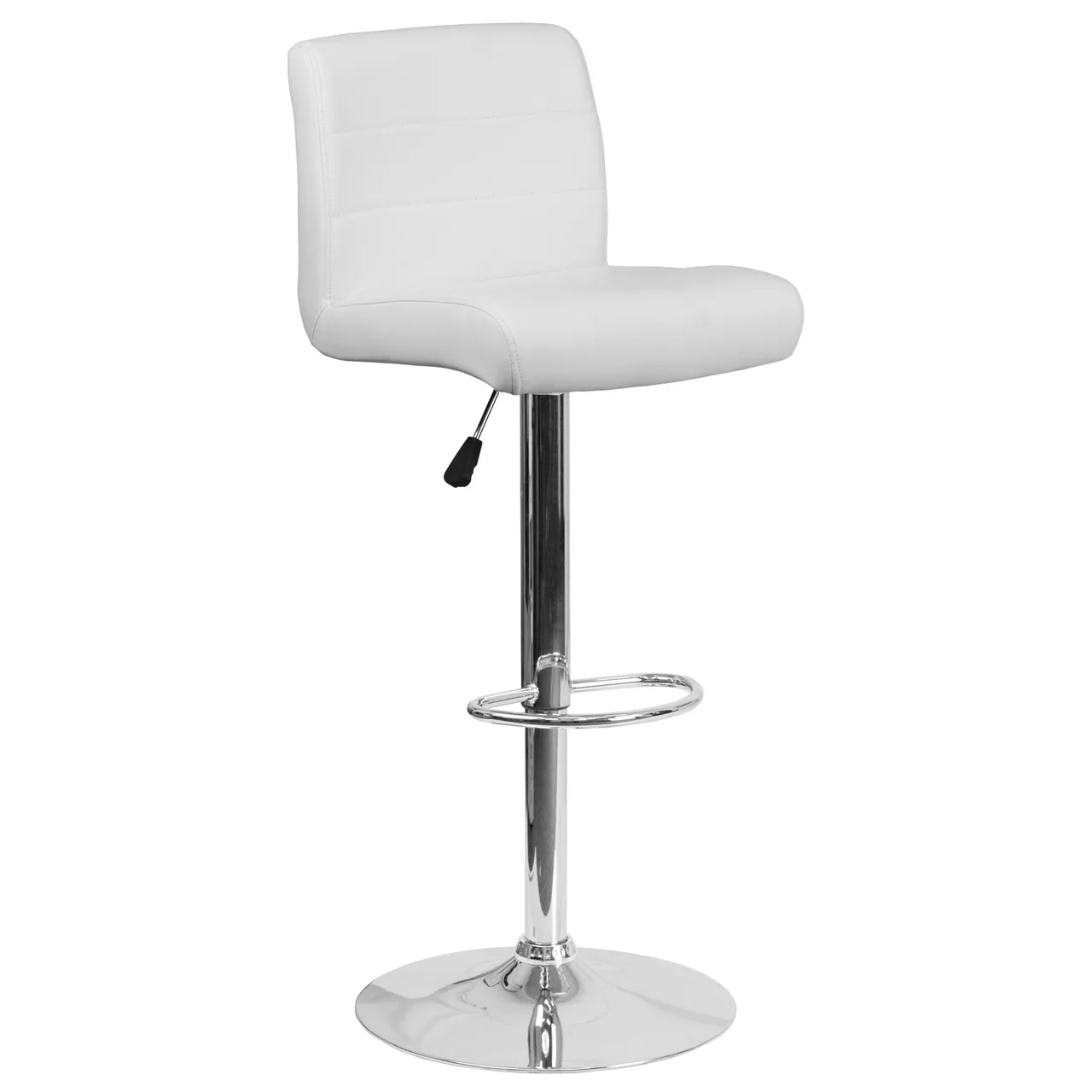 Flash Furniture DS-8101B-WH-GG Swivel Bar Stool, Upholstered Back & Seat, Vinyl, White, Adjustable Height