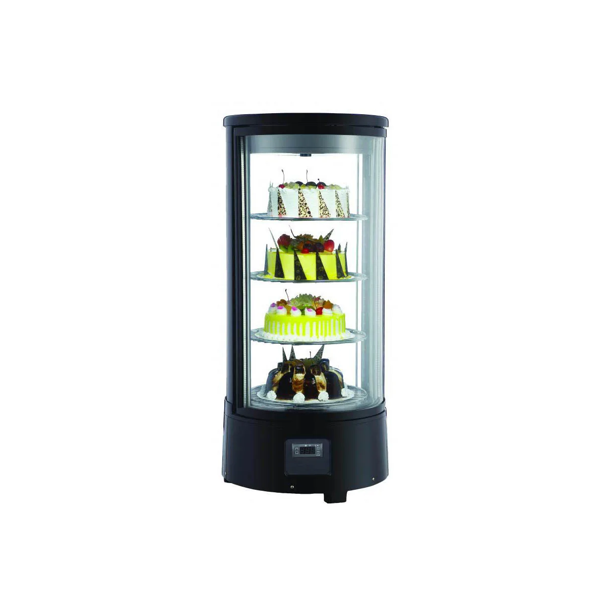 Omcan USA 39552 17" Self Service Countertop Refrigerated Display Case with Hinged Glass Door, 4 Shelves - 2.54 cu. ft. / 170 w