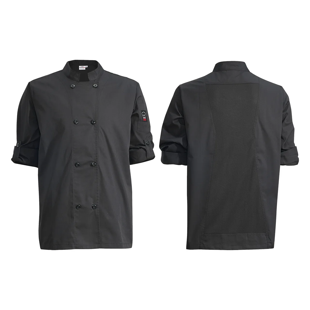 Winco UNF-12KL Signature Chef Jacket, Tapered Fit, black, L
