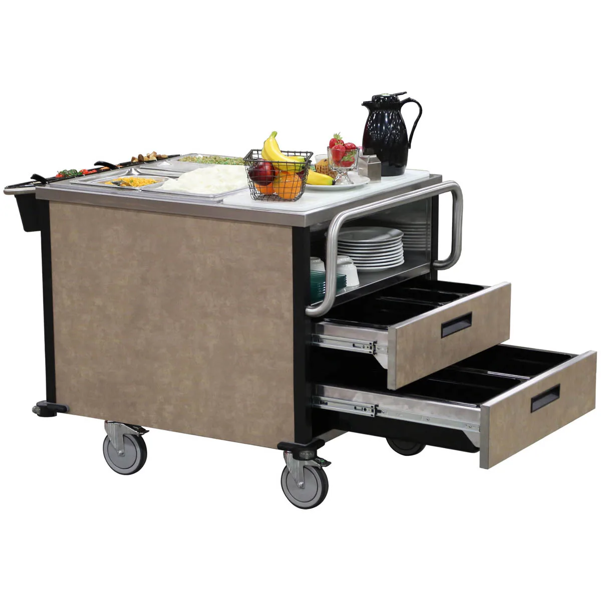 Lakeside 6755 34" Suzyq Hot Food Cart, (2) Full Size 6" Deep Hot Wells