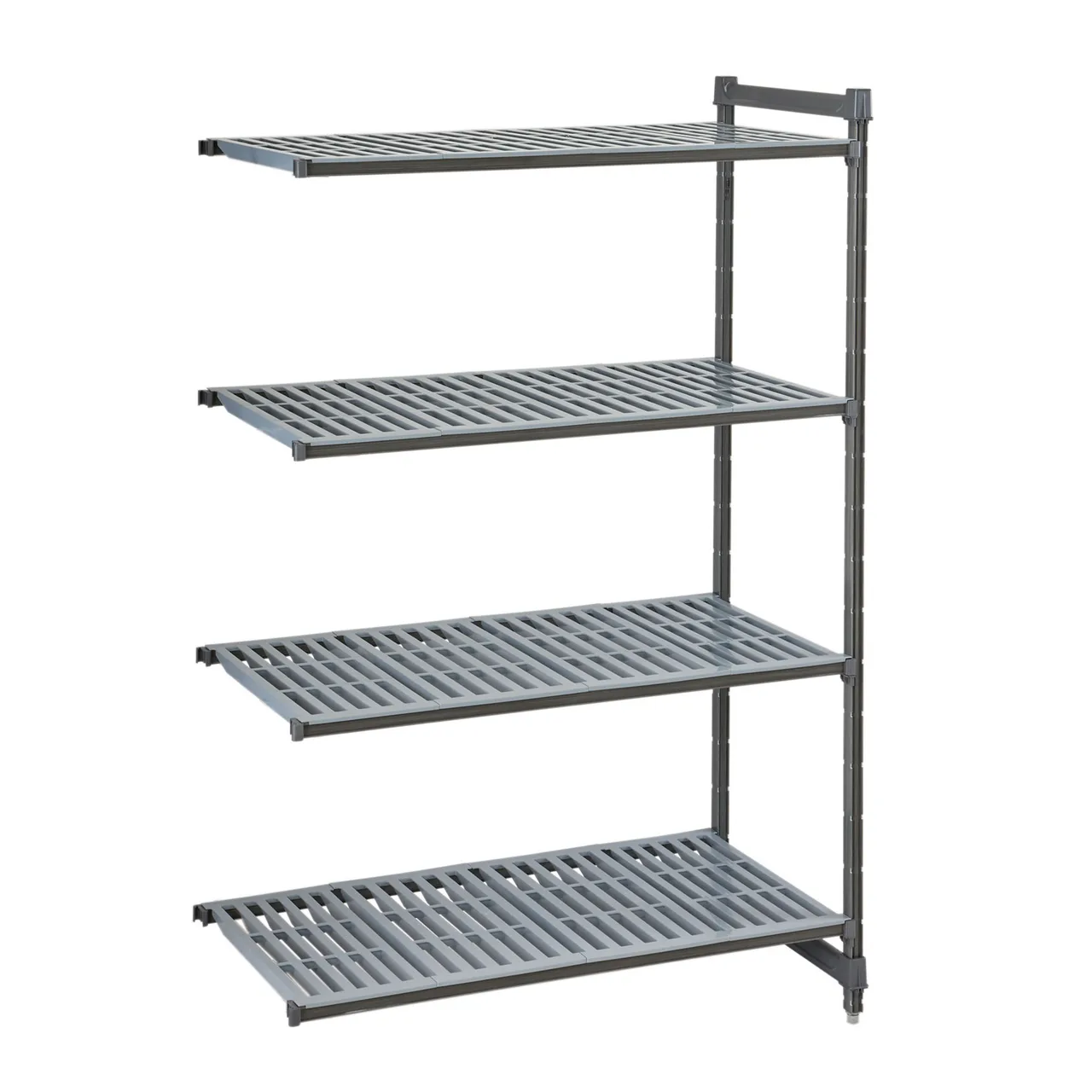 Cambro CBA213072V4580 Camshelving Basics Plus Add-On Unit, 21W X 30L X 72H, 4-Tier, Brushed Graphite, 600 Ibs Capacity