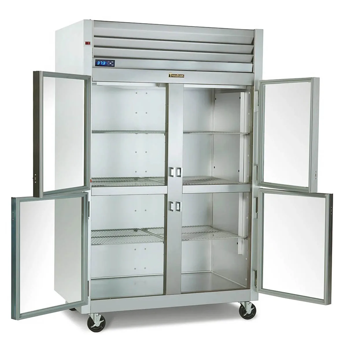 Traulsen G21004P 52" 2-Section Pass-Thru Refrigerator w/ 8 Half Glass Doors (left/right hinged), R450A, 49.84 cu. ft.