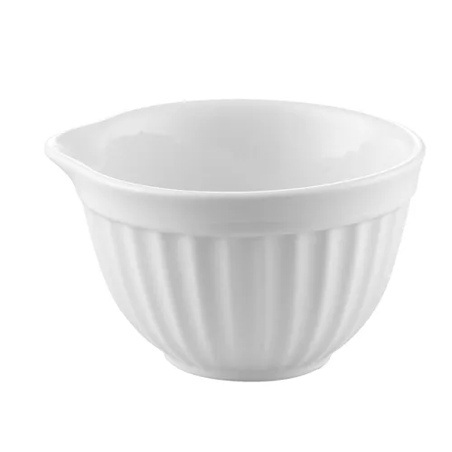 CAC China RKF-215 15‑Oz White Porcelain Ramekin with Pour Spout, 5" L × 4‑3/4" W × 3" H - 1 Dozen