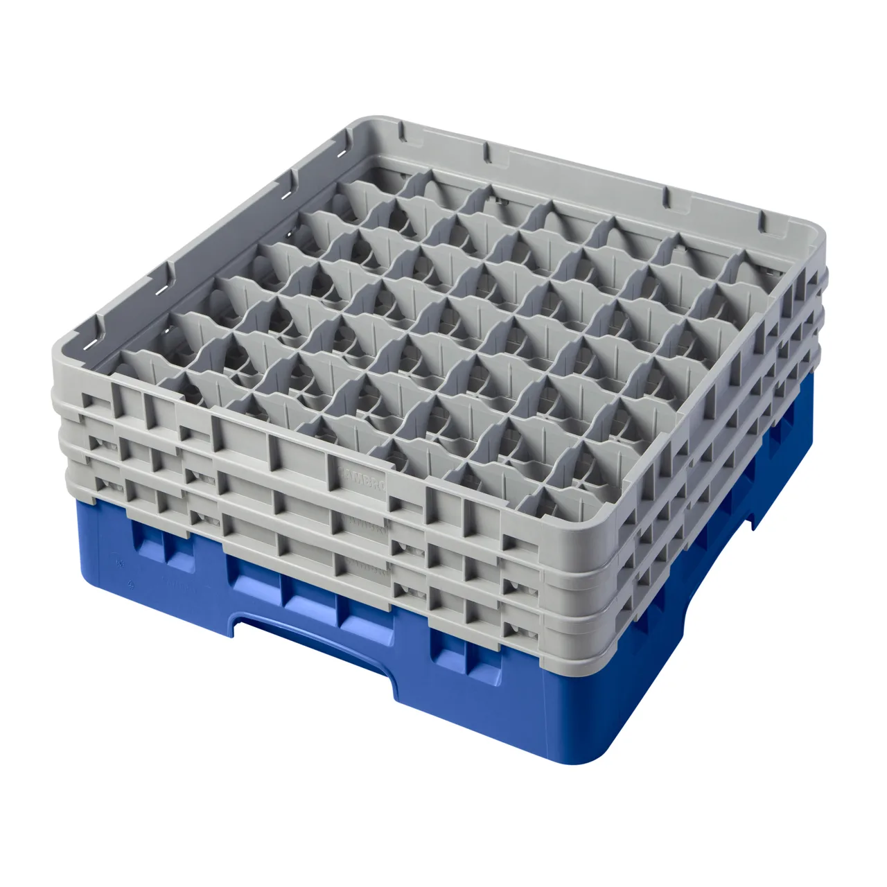 Cambro 49S638168 Camrack Glass Rack, Full Size, Blue, 19-3/4 x 19-3/4 x 8-7/8, 49 Compartments, 2-7/16 Max Dia, HACCP Compliant, NSF Certified