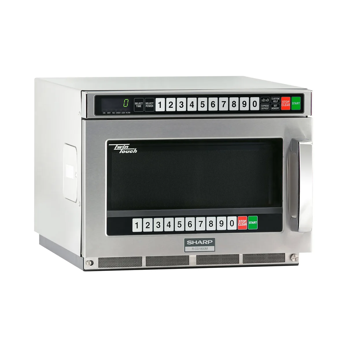 Sharp R-CD1800M 1800W TwinTouch Commercial Microwave Oven, 0.75 Cu Ft, Stainless Steel, 230-208V