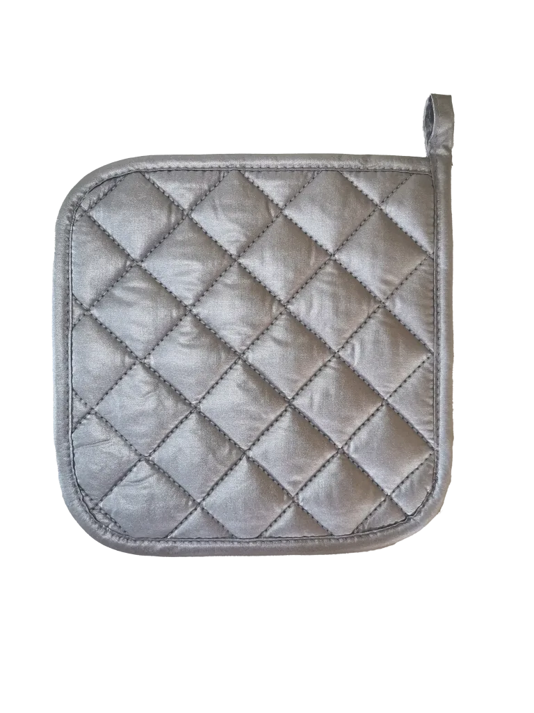 Omcan USA 81180 Pot Holder - Square 8" x 8" Silver Coated Cotton Fabric Skull Design - Dozen