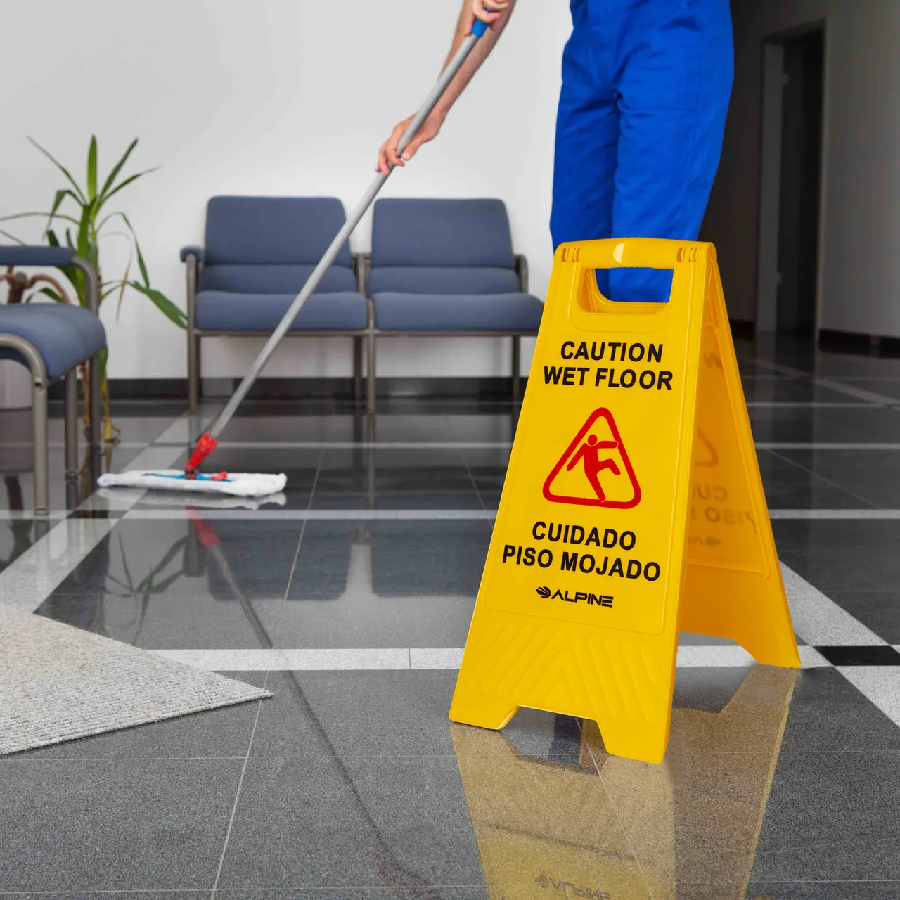 Alpine Industries ALP499 Wet Floor Sign, "Caution Wet Floor"