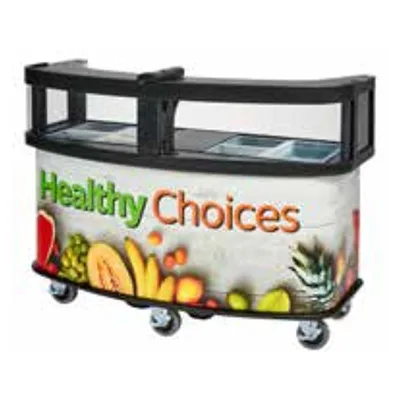 Cambro CVC75W14 Polyethylene Healthy Choices Vending Cart w/ Safety Barrier & Umbrella Hole