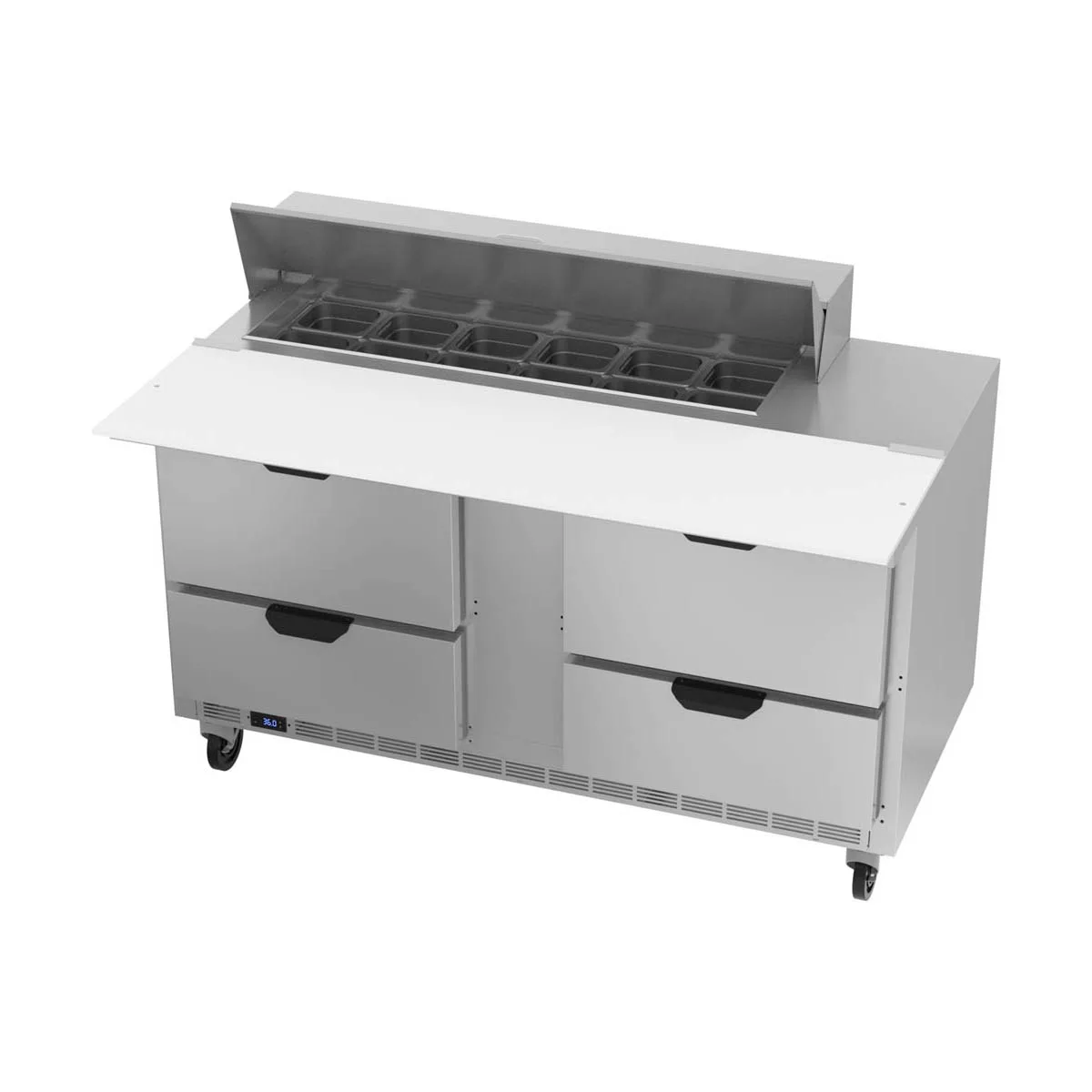 Beverage Air SPED60HC-12C-4 60" Two Section Sandwich/Salad Prep Table w/ 4 Drawers, 12 Pans