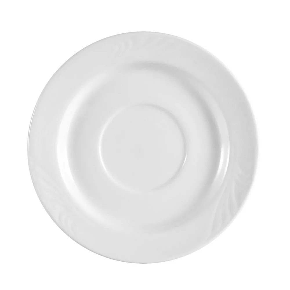 CAC China RSV-2 Roosevelt Saucer, 6" Round Porcelain, Super White, Dishwasher Safe - 1 Dozen