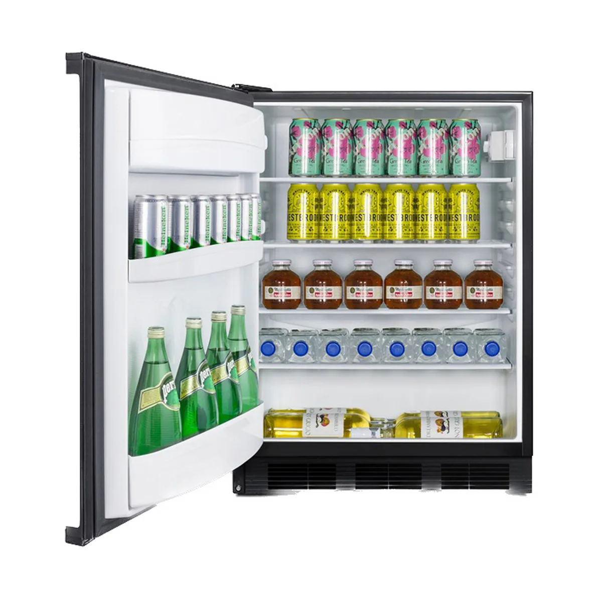 Summit FF6BK7BZLHD 24" Reach-In Refrigerator in Black, Left Hinged Door, w/ Door Storage, 5.5 cu. ft.