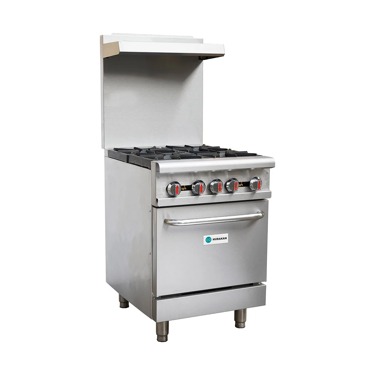 Hurakan HKN-XRFG24O4 A/W 24" Floor Commercial Gas Range w/ 4 Open Burners, 1 Oven, 151.000 BTU