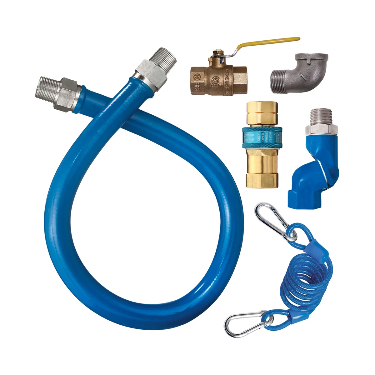 Dormont 16100KITS48 Deluxe SnapFast 48" Moveable Gas Connector Kit w/ Swivel MAX, Elbow, 1" Dia.