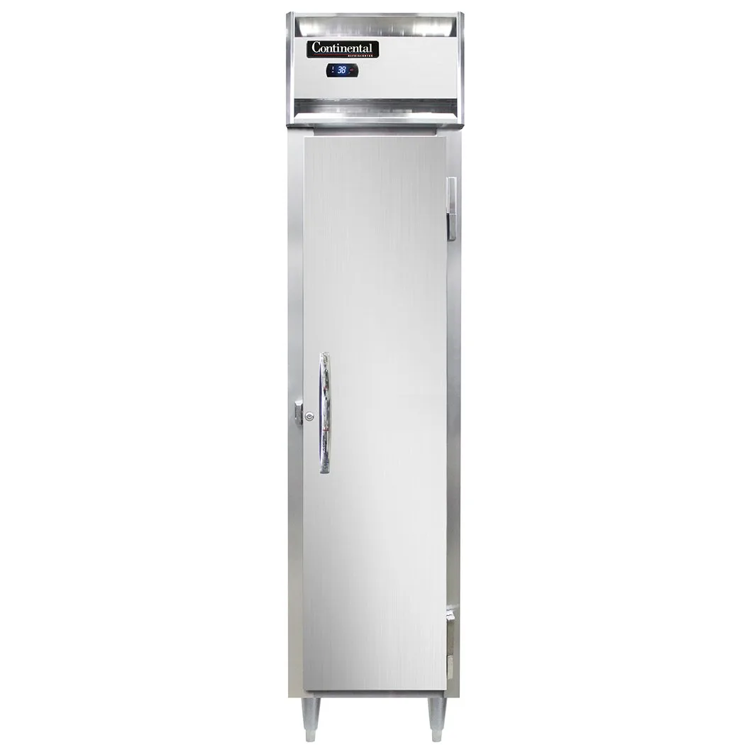 Continental Refrigerator D1RSESNSA 18" 1-Section Reach-In Refrigerator w/ Solid Door, Stainless Steel Exterior, 12 cu. ft.