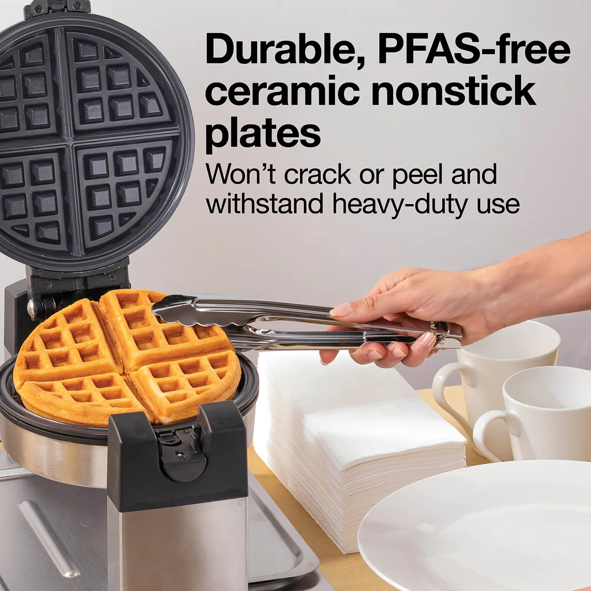 Hamilton Beach 26700 Commercial Belgian Waffle Maker, (25) Waffles per hour capability, 1300 W