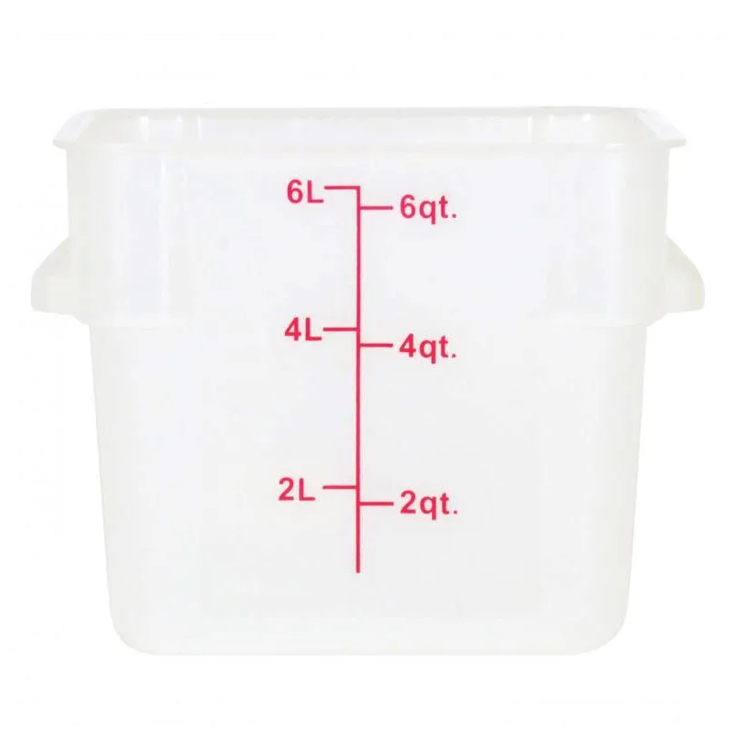 Omcan USA 80203 Food Storage Container – 6 Qt Square Polypropylene, Translucent, Container Only