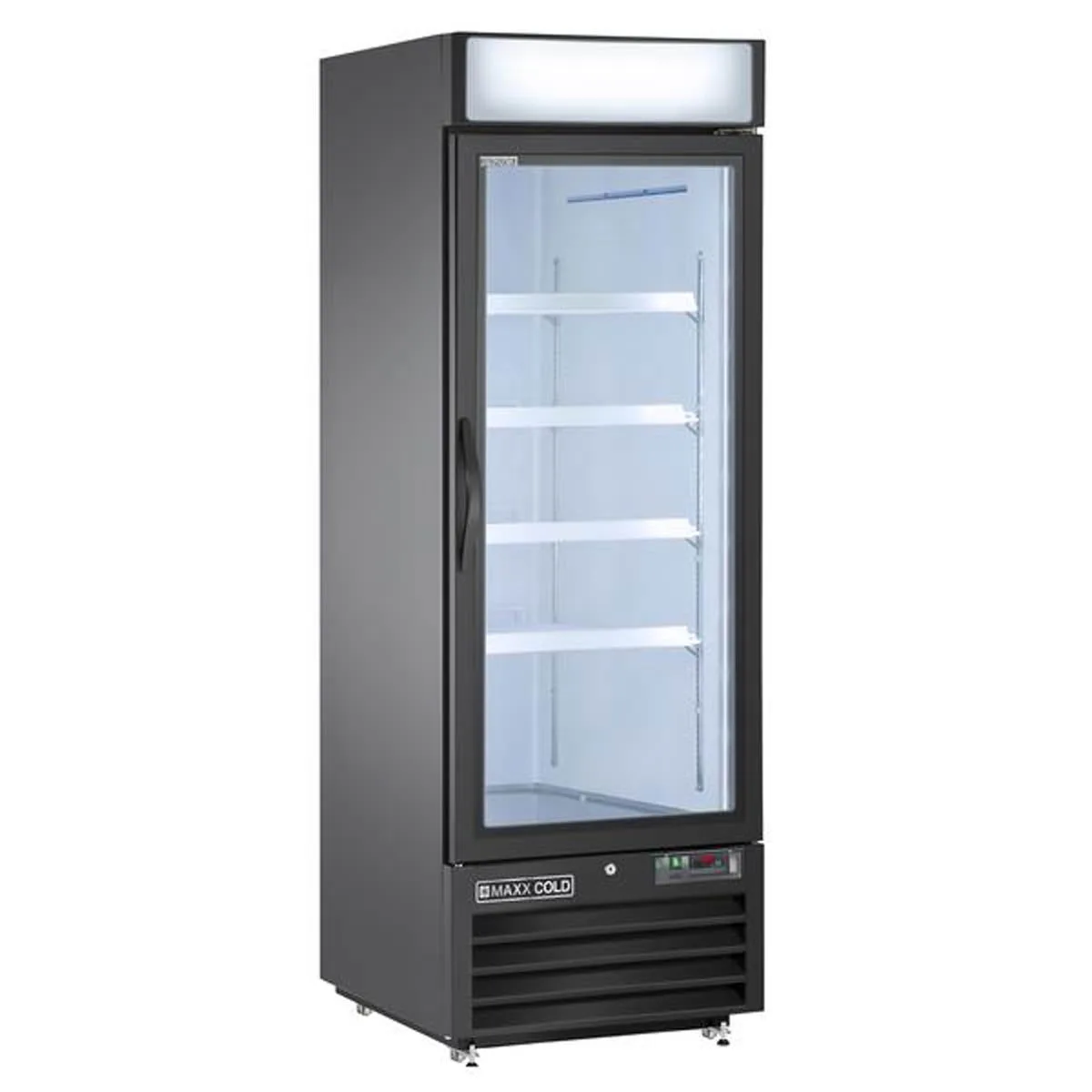 Maxx Cold MXM1-23RBHC 27" Merchandiser Refrigerator in Black w/ Glass Door, 23 cu.ft.