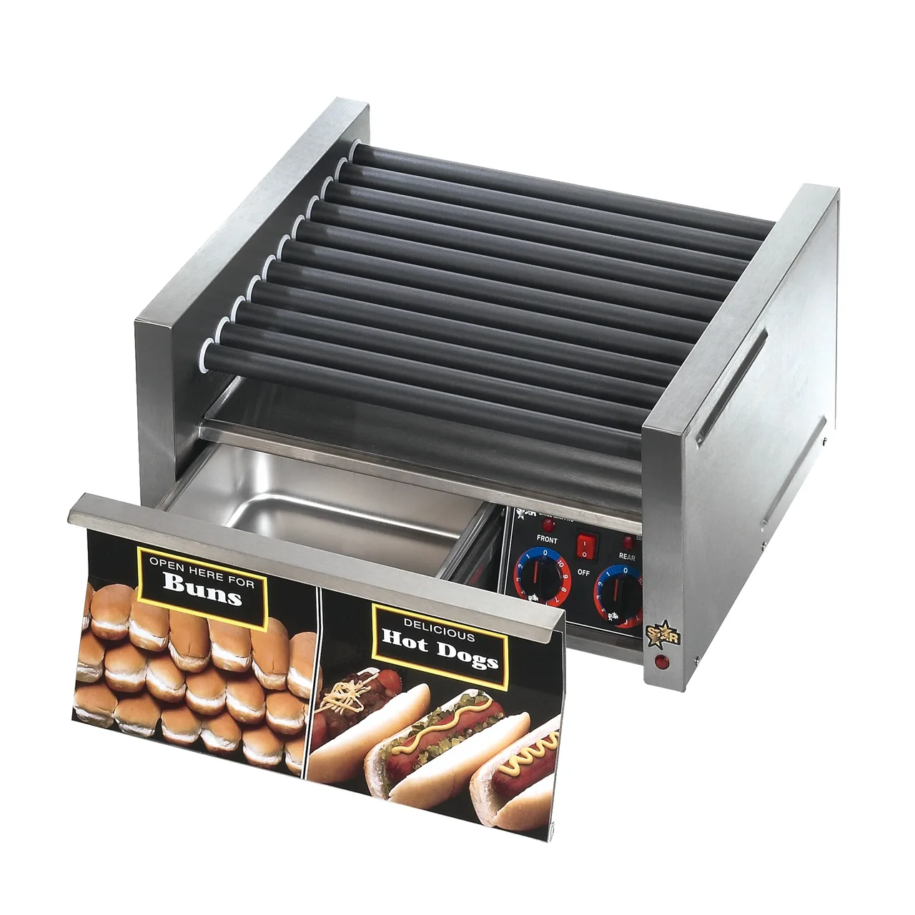 Star 30SCBDE Grill-Max® Hot Dog Grill, Roller-Type with Integrated Bun Drawer
