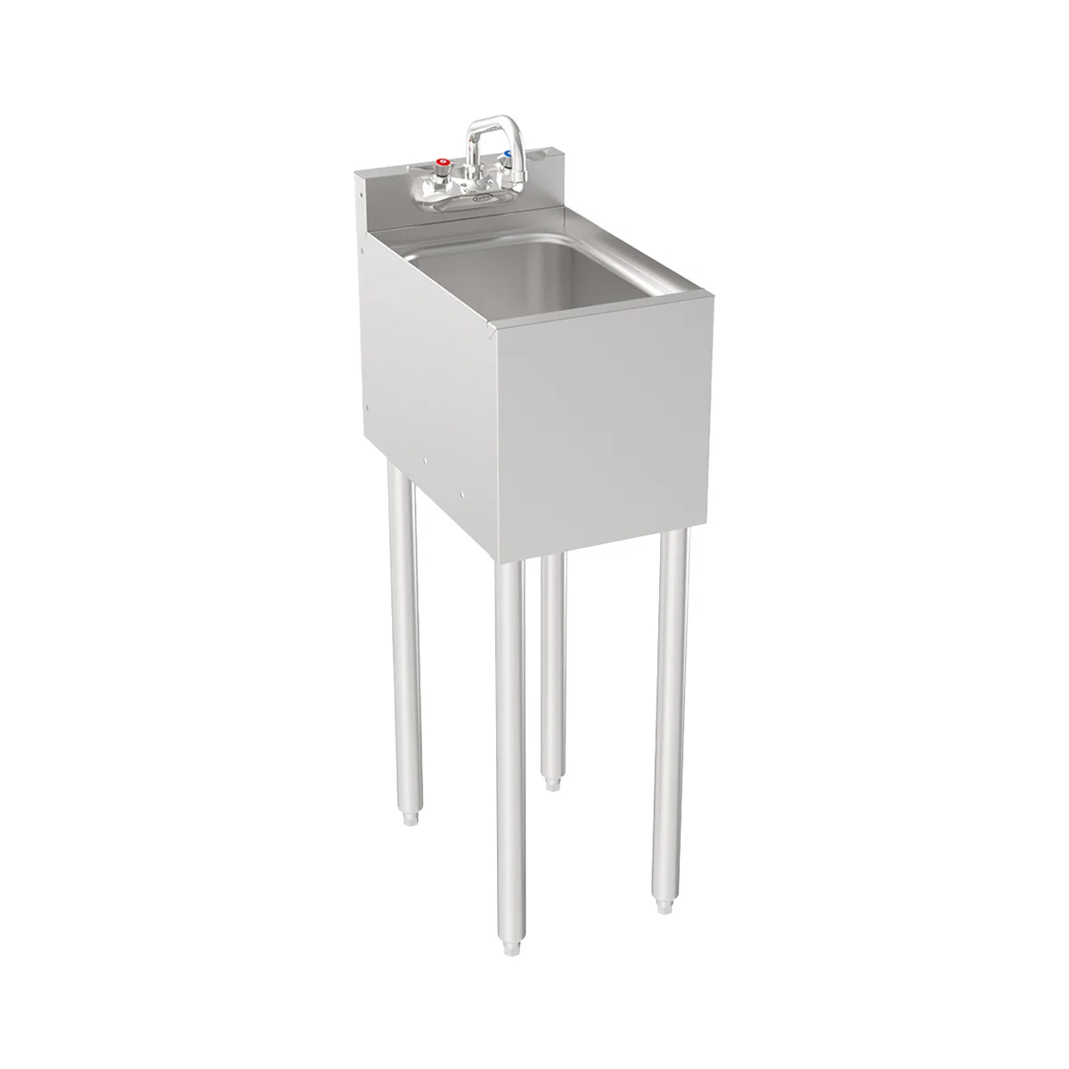 Krowne 18-1C 12" Silver Series 1 Compartment Underbar Hand Sink Unit with Wall Mount Faucet