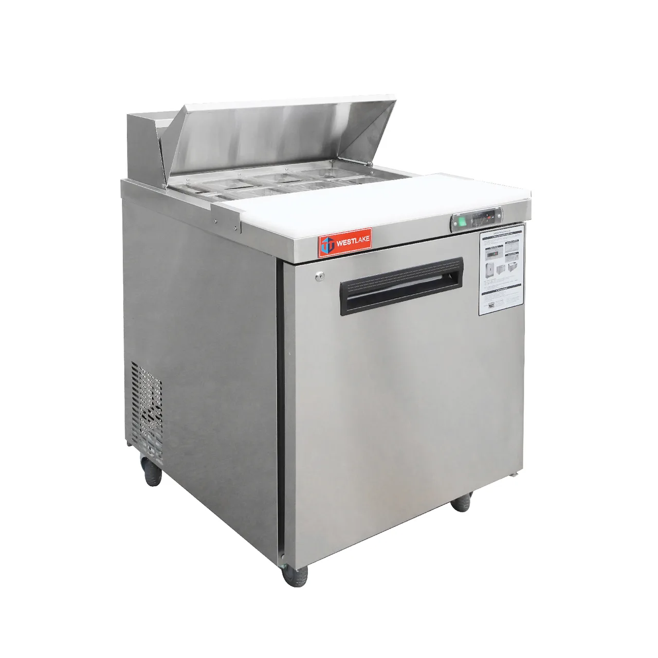 Westlake WKSR-27B 27" 1-Door Sandwich and Salad Prep Table, 8 Pans Capacity, Stainless Steel, R290