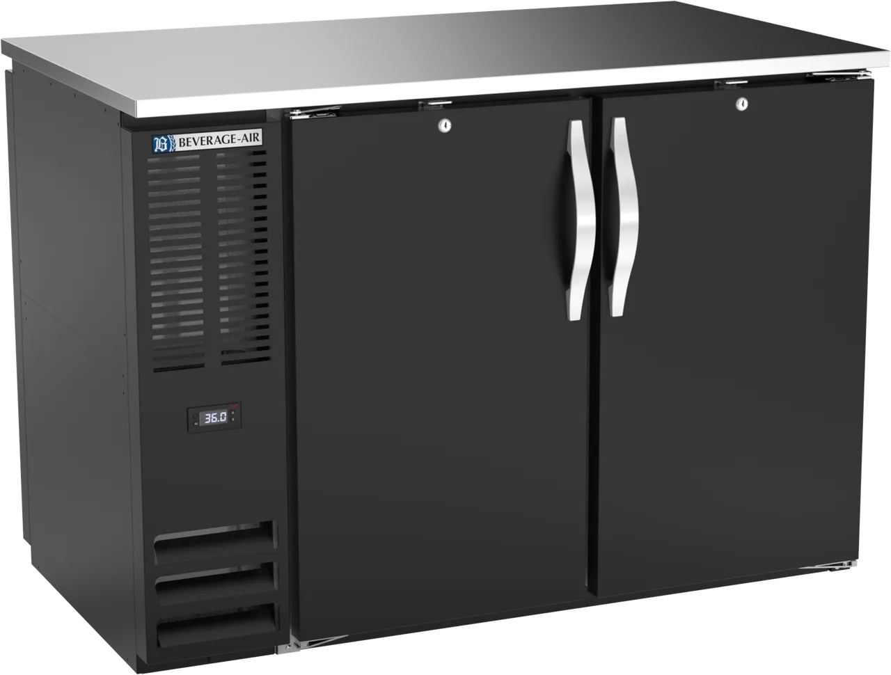 Beverage Air BBN48HC-PT-B PassThru Cooler, 48"W×30‑1/8"D×34"H, 12.56 cu ft. Black 4‑D Swing Top