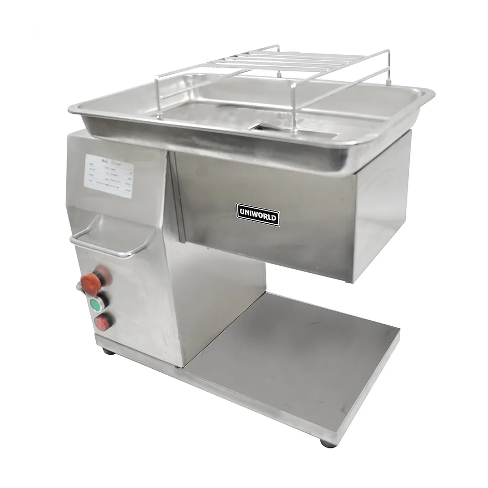 Uniworld UMC500-08 Meat Cutting Machine – 1.5 HP, 110V, 8mm Stainless Steel Blades, 3-1/4\" x 5-1/4\" Wide Mouth, Safety
