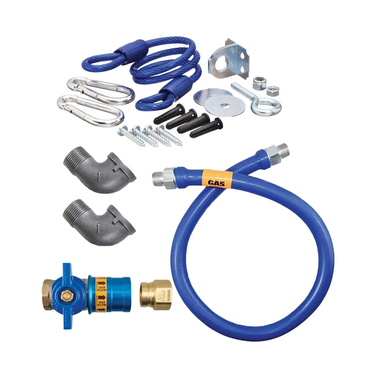 Dormont 1650KITCF60 Deluxe Safety Quik 60" Gas Connector Kit, Two Elbows, Restraining Cable, 1/2" Dia