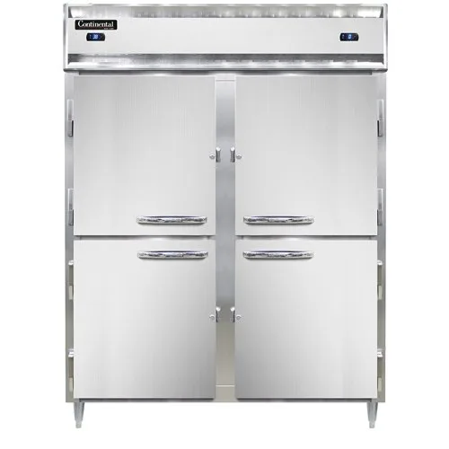 Continental DL2RFE-PT-HD 57" 2-Section Pass-Thru Refrigerator Freezer Combo w/ 8 Half Solid Doors