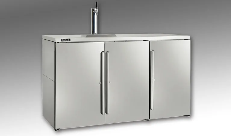 Perlick BBRN60 Refrigerated Back Bar Cabinet w/ 19 Cu Ft Capacity, 3 Solid Doors, Floor Drain