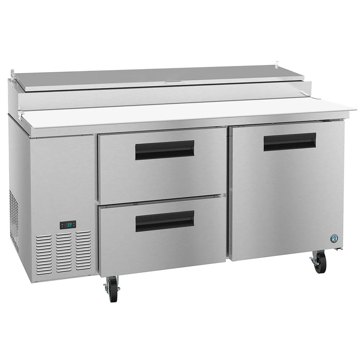 Hoshizaki PR67A-D2 67" 2-Section Refrigerated Pizza Prep Table w/ 2 Drawers & 1 Door