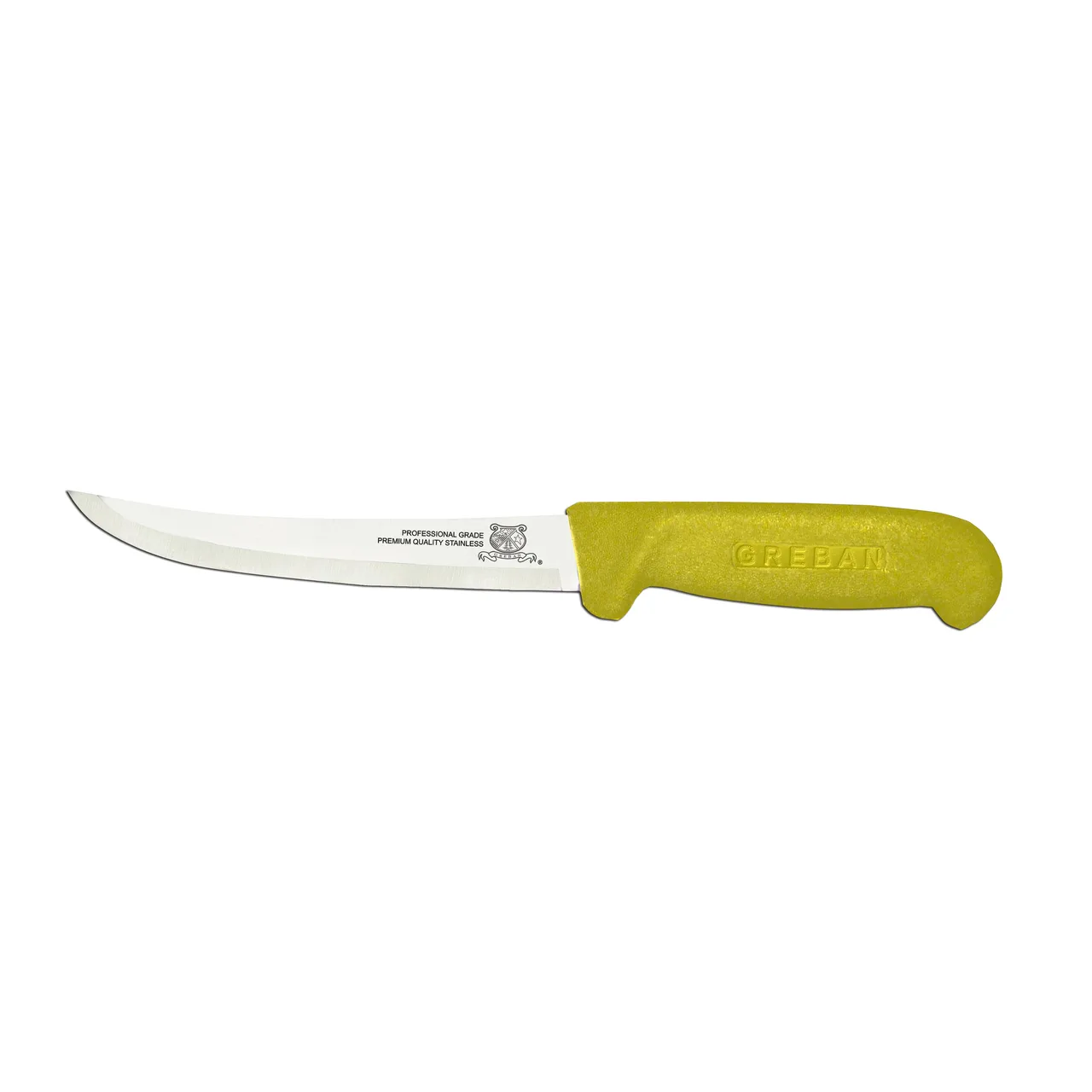 Omcan USA 11793 Boning Knife - 6" Curved Stainless Steel Blade, Yellow Polypropylene Stamped Handle