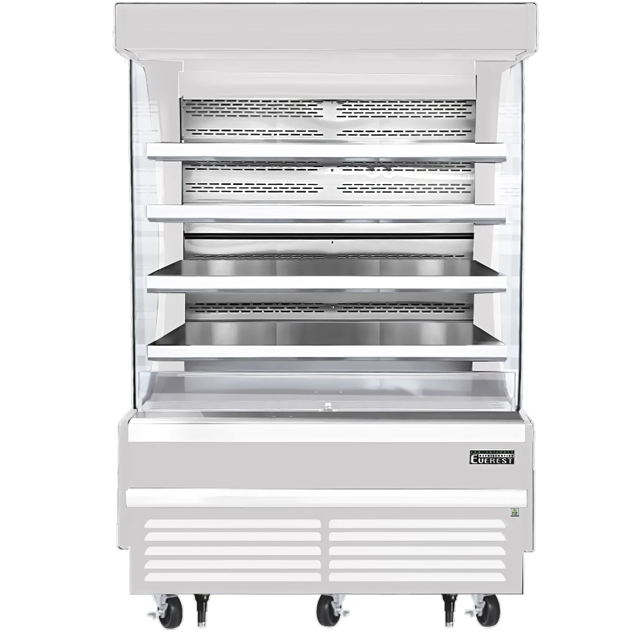 Everest EOMV-60-W-28-T 60" Vertical Open Air Merchandiser in White, High Profile, 4 Shelves, 21.2 cu. ft.