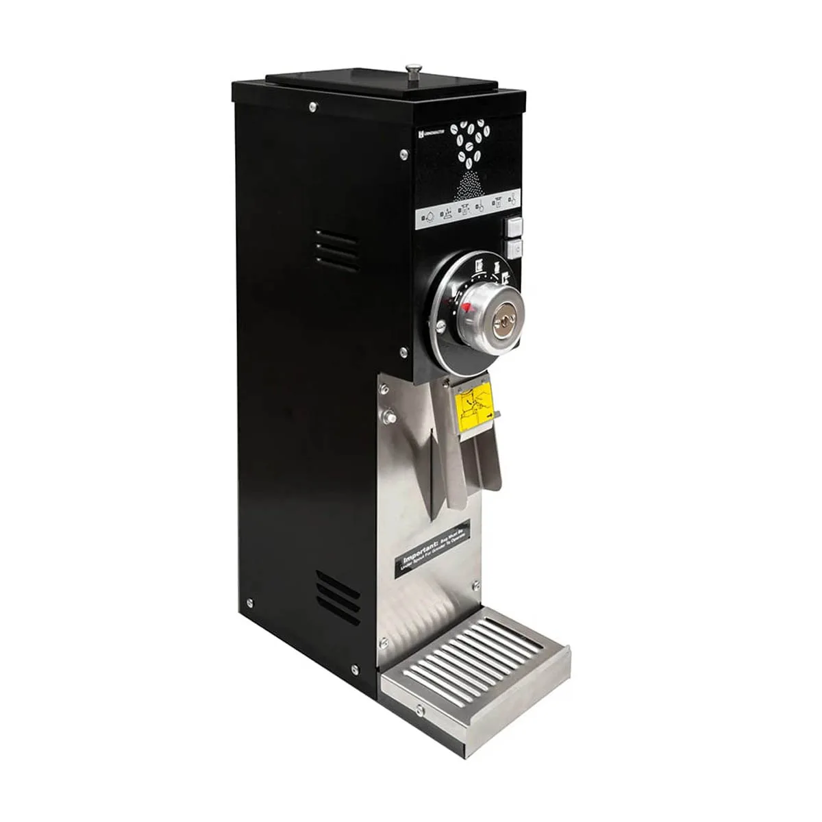 Grindmaster 890BS 7" Wide Space Saver Retail Coffee Grinder w/ 3.0 lbs. Hopper Cap - 1/2 HP - Black