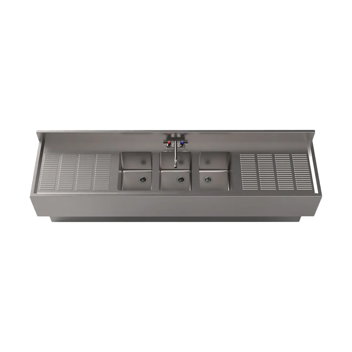 BK Resources UBB-21-384TS Underbar Sink Units, 3 Compartment with 2 Drainboards