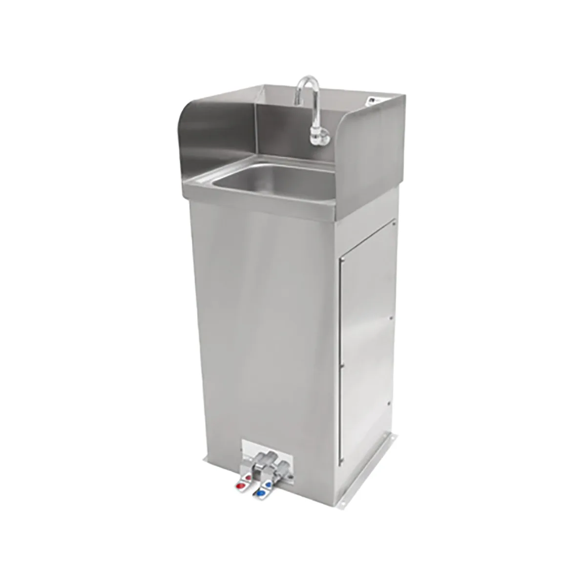 John Boos PBHS-F-1410-SSLR 18" Freestanding Hand Sink with Hands Free Faucet & Foot Valves - 18 g