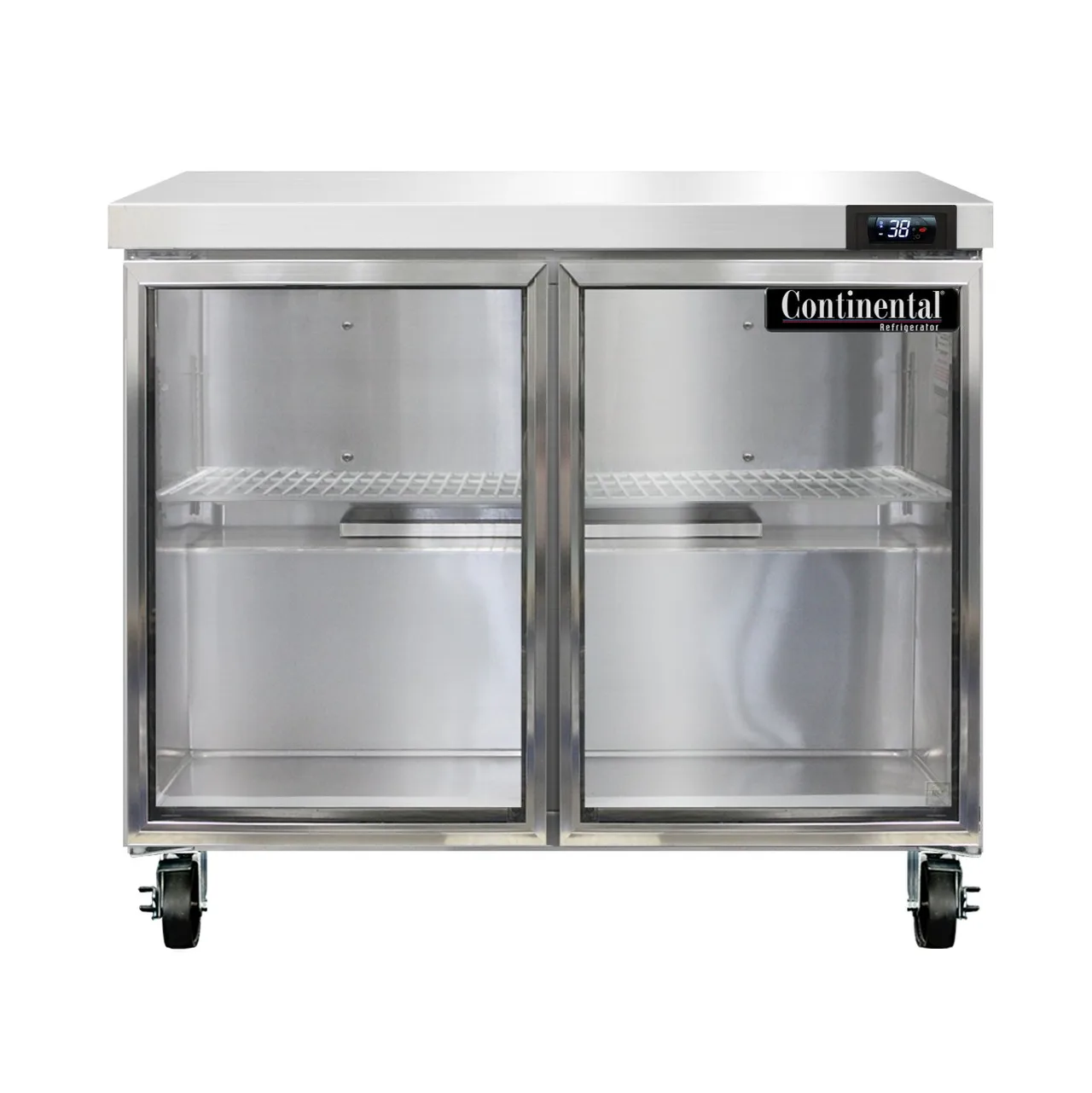 Continental Refrigerator SW36NGD 36" 2-Section WorkTop Refrigerator w/ 2 Glass Doors, 10.3 cu. ft..