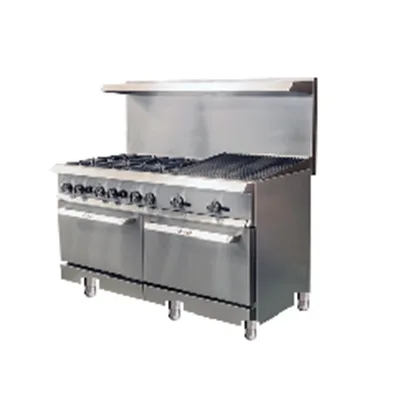 IKON IR-6B-24RB-60 60" Gas Restaurant Range w/ (6) Open Burners, 24" Radiant Broiler, (2 Static Ovens, 316.000 BTU