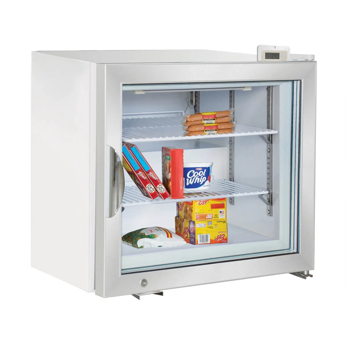Maxx Cold MXM1-2FHC Countertop Glass Door Freezer, 22.3" Width, 2.1 cu.ft, White, Light, Thermostat